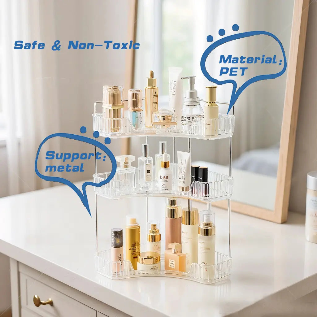 Makeup Storage Dresser Multifunctional Storage Rack Bathroom Rack Light Luxury Bathroom Storage 3 Layers Slot Brush Holder Perfume Organizer Vanity Shelf