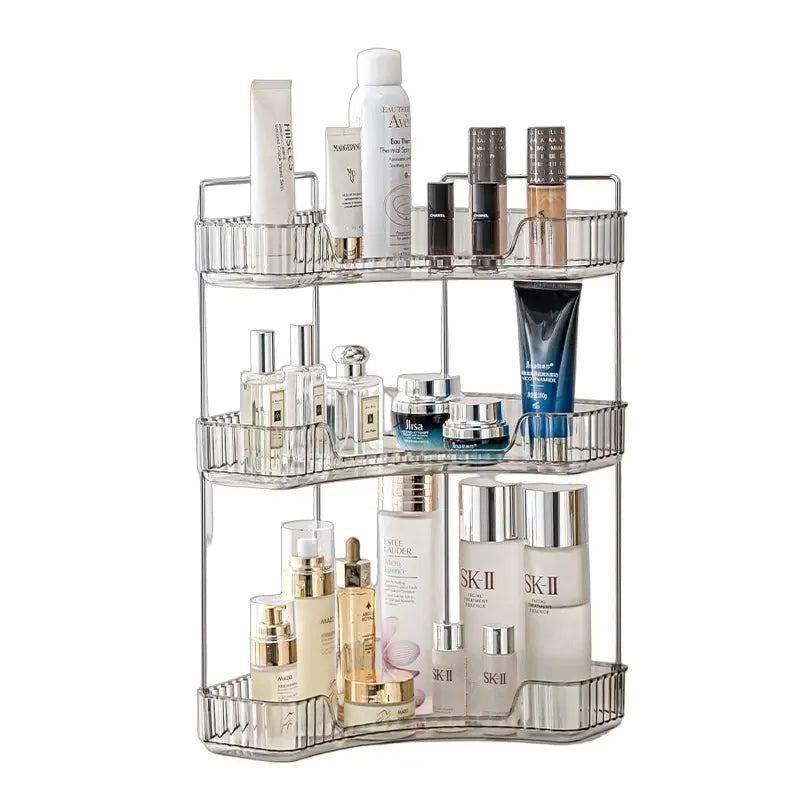 Makeup Storage Dresser Multifunctional Storage Rack Bathroom Rack Light Luxury Bathroom Storage 3 Layers Slot Brush Holder Perfume Organizer Vanity Shelf