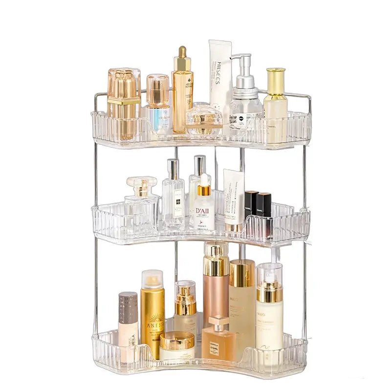 Makeup Storage Dresser Multifunctional Storage Rack Bathroom Rack Light Luxury Bathroom Storage 3 Layers Slot Brush Holder Perfume Organizer Vanity Shelf