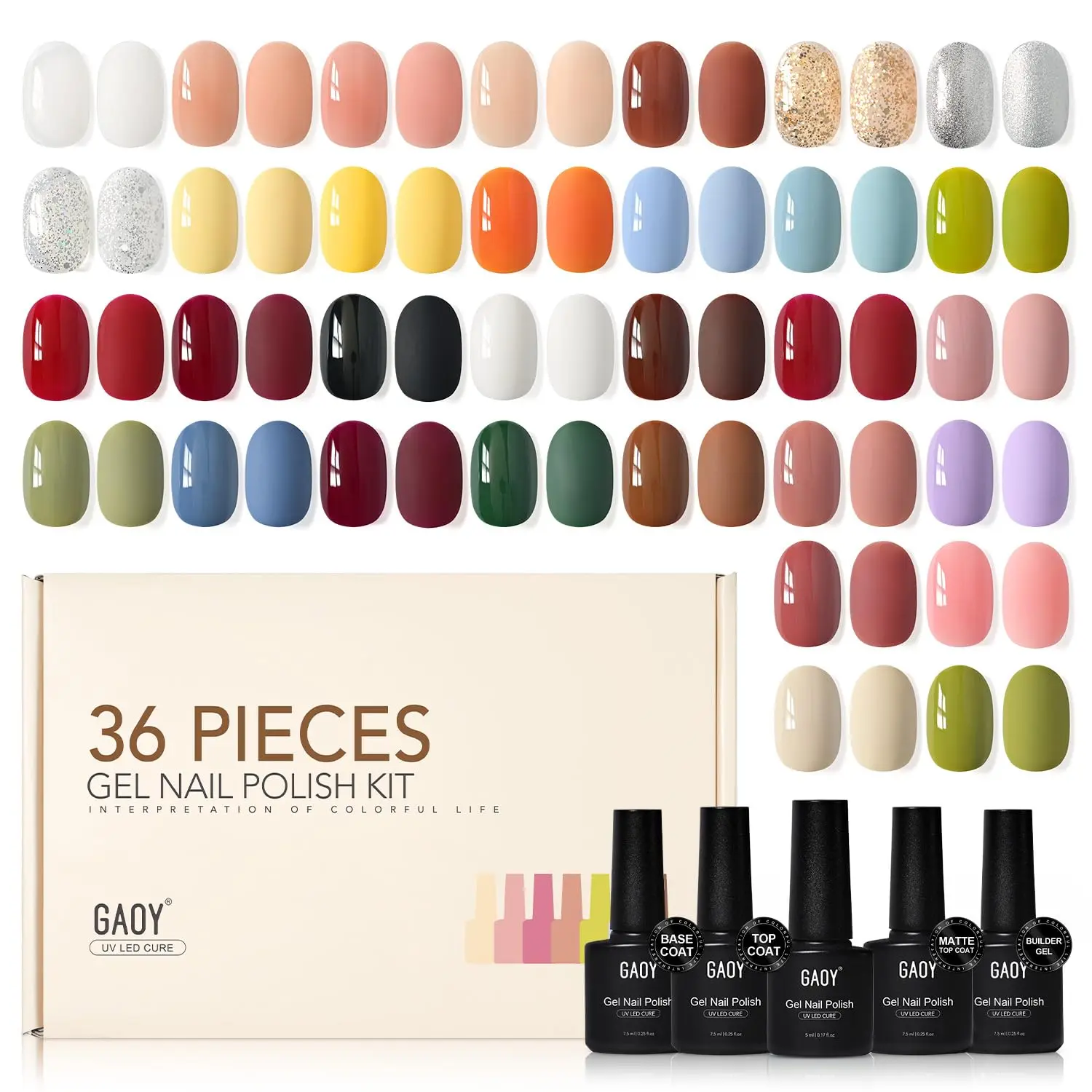 Gel Nail Polish Set - 36 Pieces